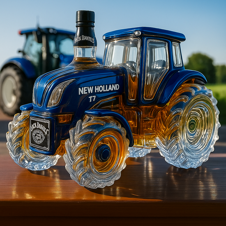 Garrafão clássico de whisky em forma de tractor New Holland T7