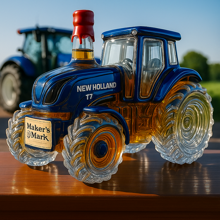 Garrafão clássico de whisky em forma de tractor New Holland T7