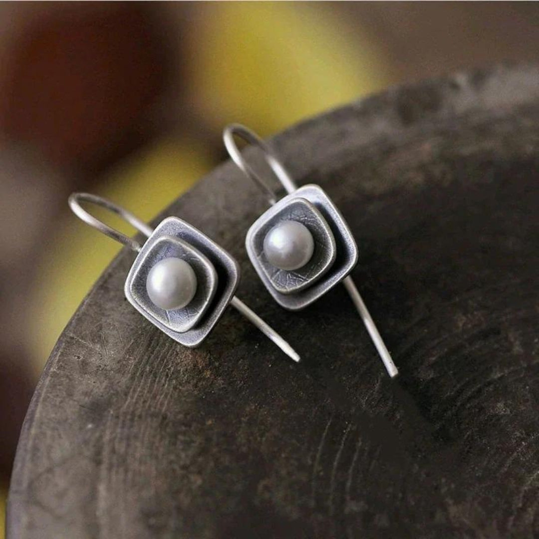 Brincos em prata esterlina com pérolas cúbicas Boho