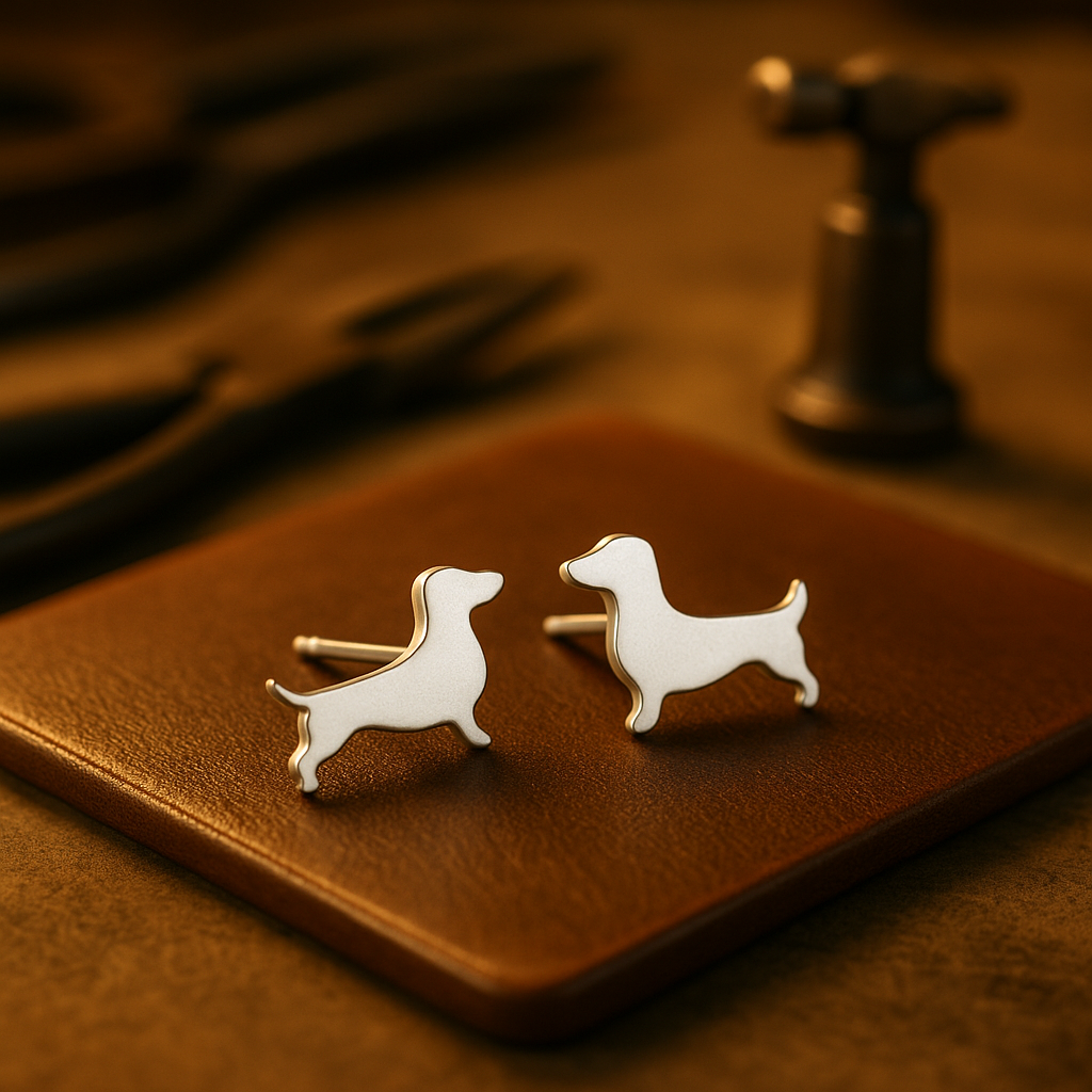 Brincos de pino em forma de dachshund
