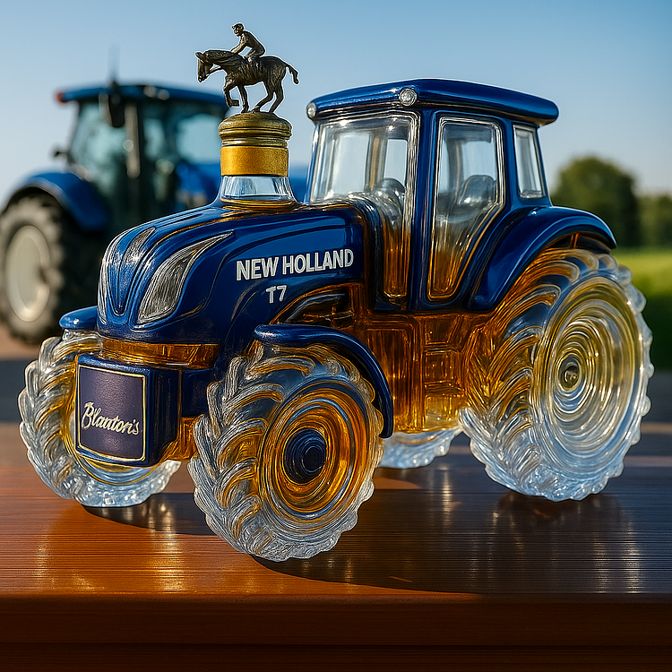 Garrafão clássico de whisky em forma de tractor New Holland T7
