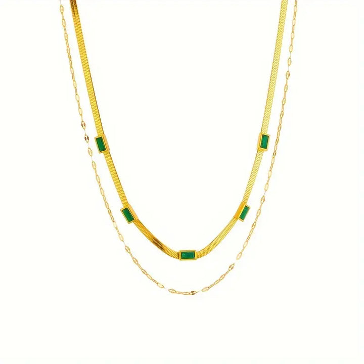 Colar Retro Dupla Camada Sorella Gem | Ouro
