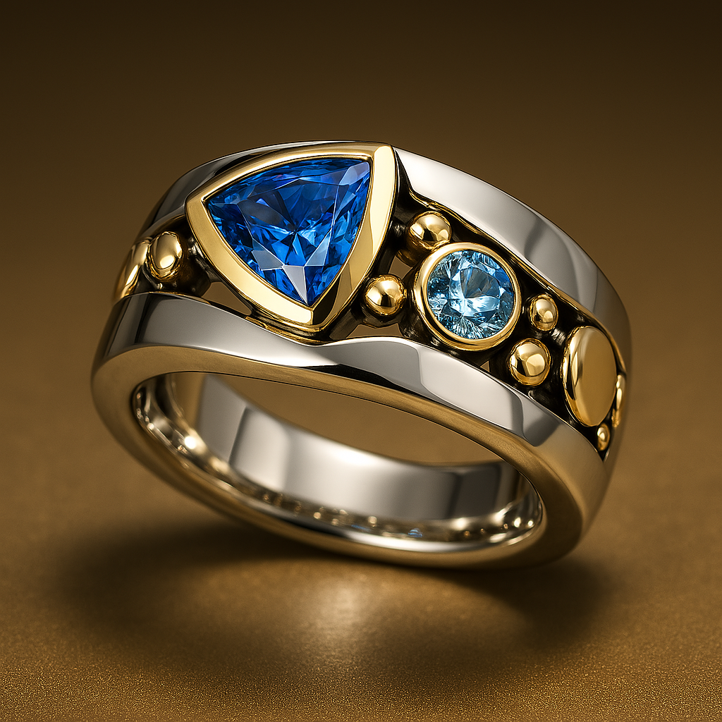 Anel Vintage em Cristal Azul