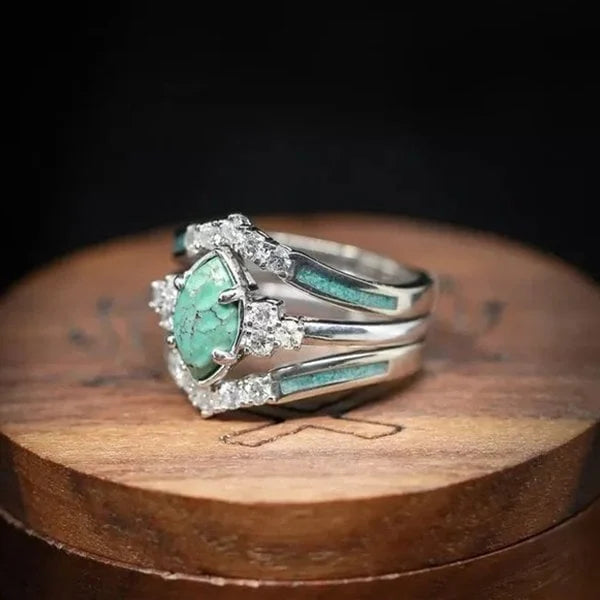 Anel Natural em Turquesa e Diamante