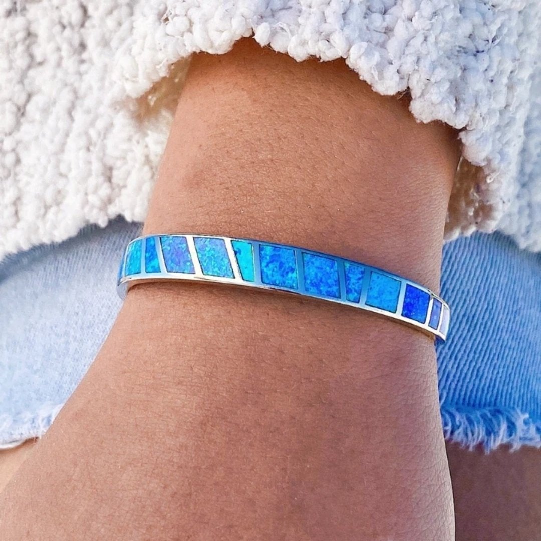 Pulseira em Prata e Opala Azul