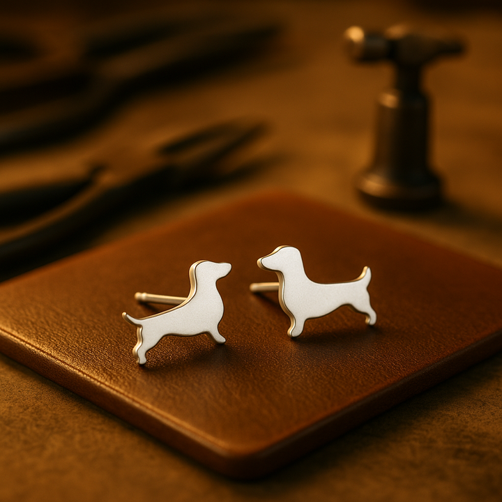 Brincos de pino em forma de dachshund