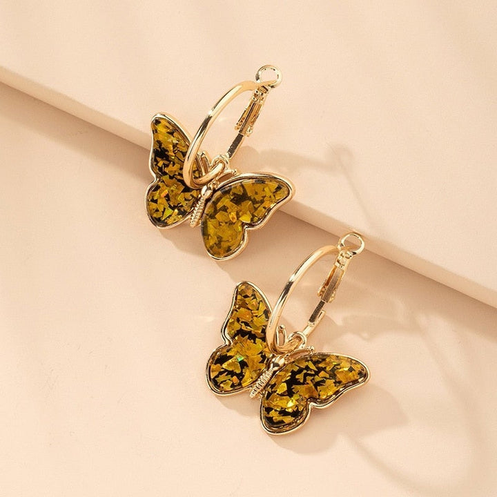 Brincos em forma de borboleta, pintados à mão em cristal esmaltado