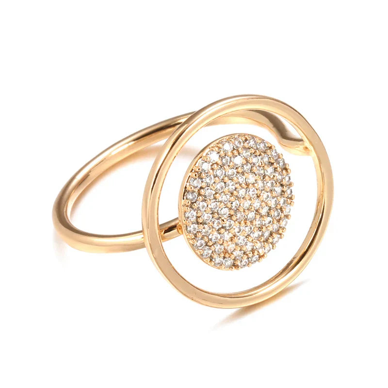 Anel feminino único com revestimento completo em zircónio, ouro rosa 585