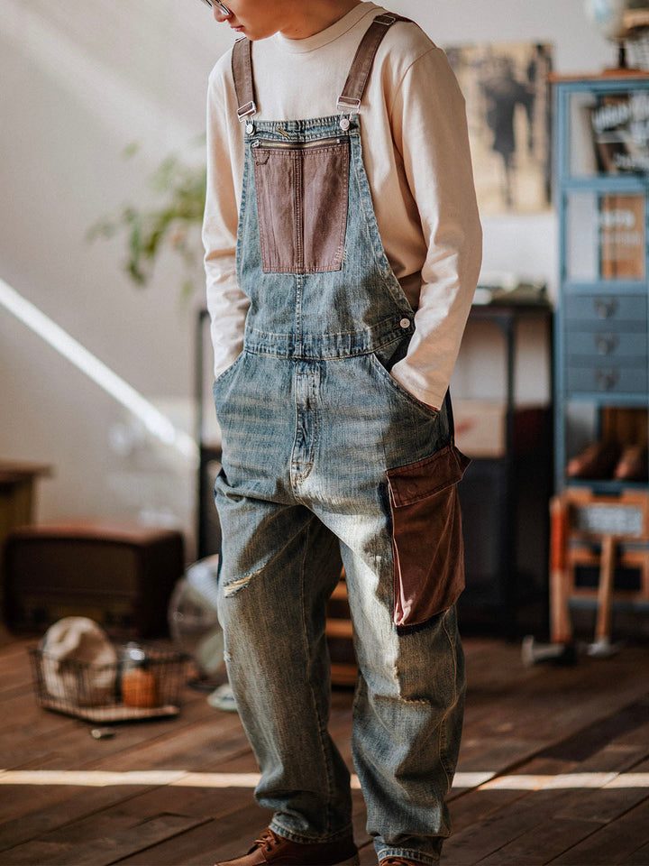 Pantalón de tirantes azul claro casual