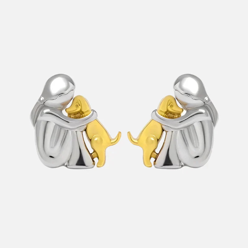 Brincos Hug bicolores em prata e ouro