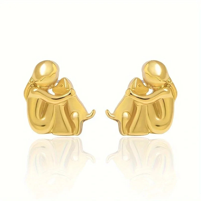 Brincos Hug bicolores em prata e ouro