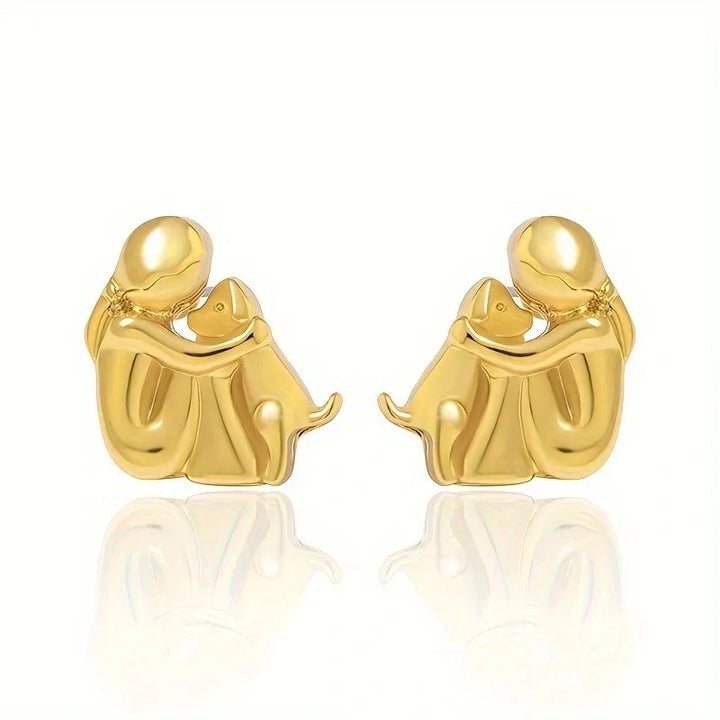 Brincos Hug bicolores em prata e ouro