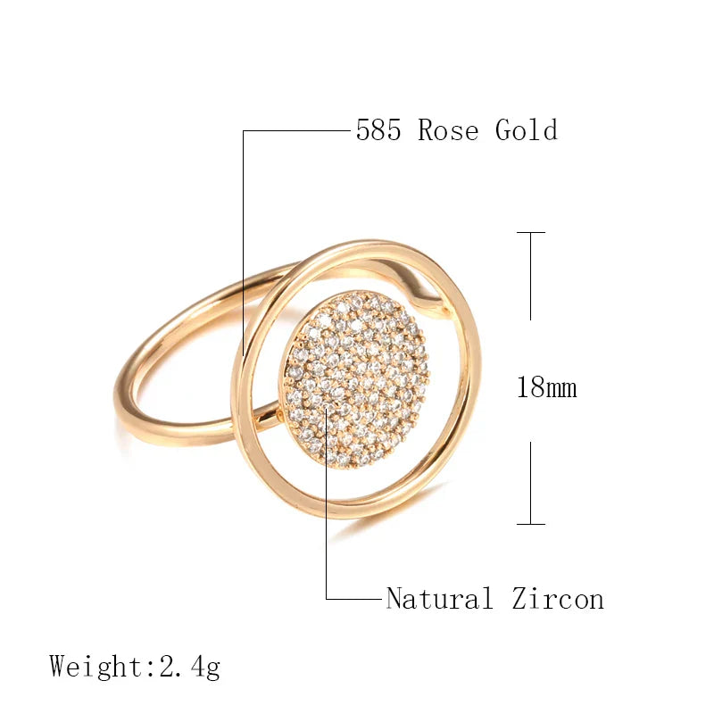 Anel feminino único com revestimento completo em zircónio, ouro rosa 585