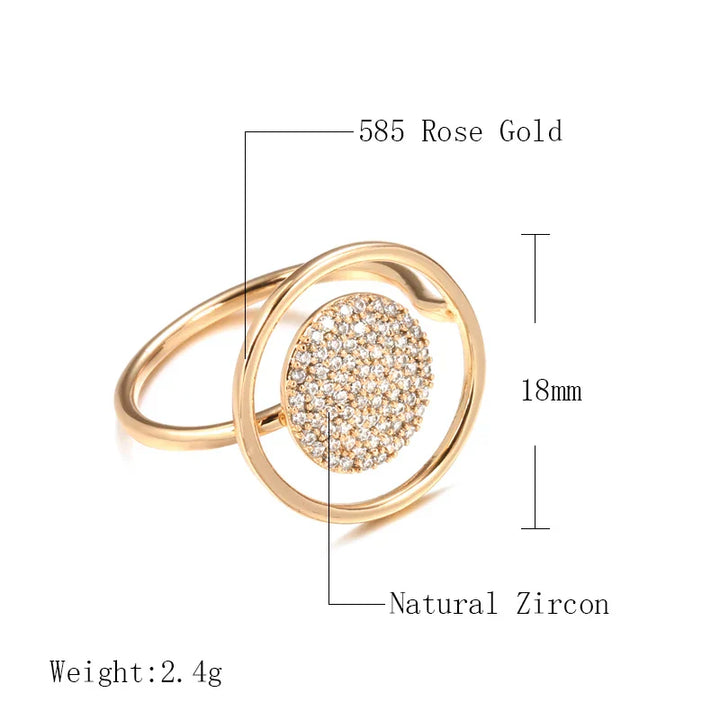 Anel feminino único com revestimento completo em zircónio, ouro rosa 585
