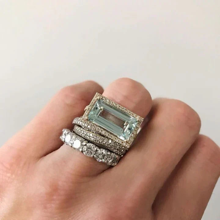 Anel de Prata Vintage adornado com Vidro Turquesa