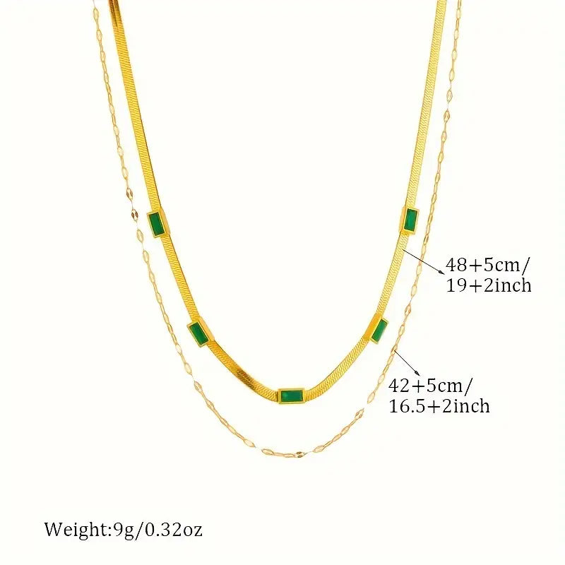Colar Retro Dupla Camada Sorella Gem | Ouro
