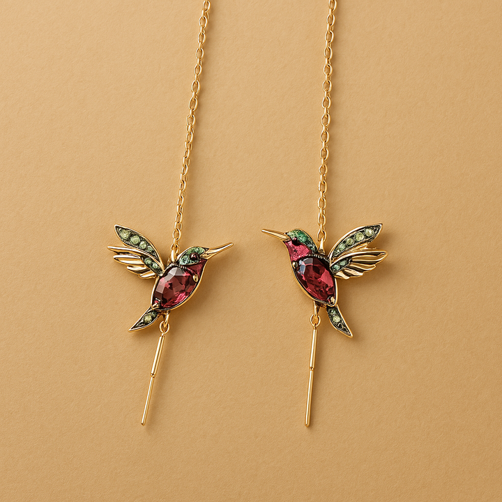 Brincos Hummingbird em zircónio e esmalte