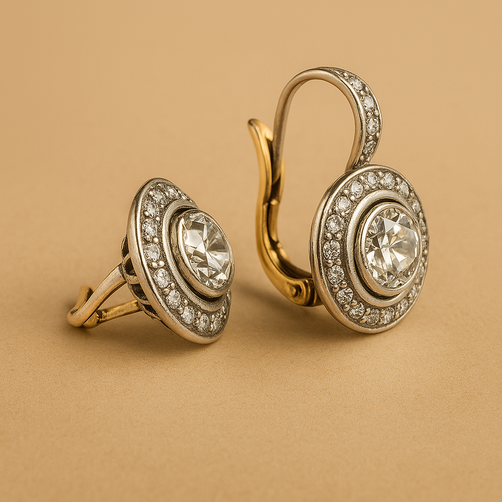 Brincos vintage em prata adornados com zircônia