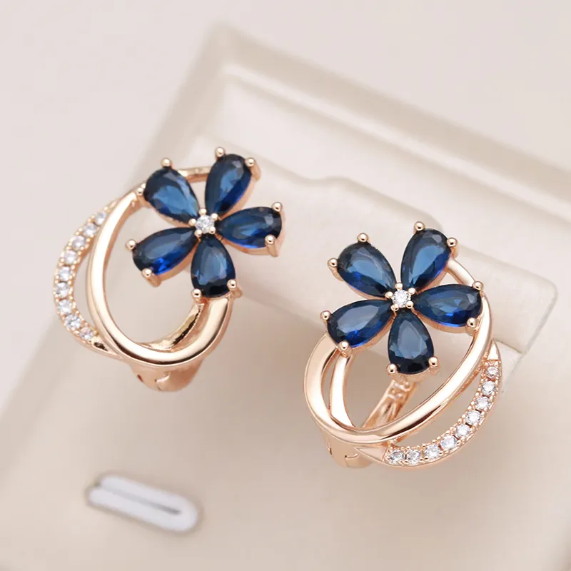 Brincos Elegantes Daisy em Cristal Azul