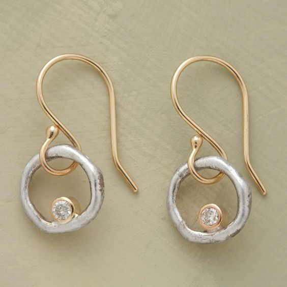 Brincos vintage em prata e zircónio dourado