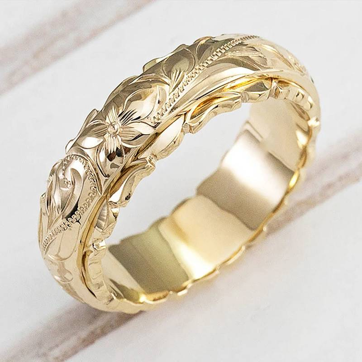 Anel Vintage em Ouro com Flor