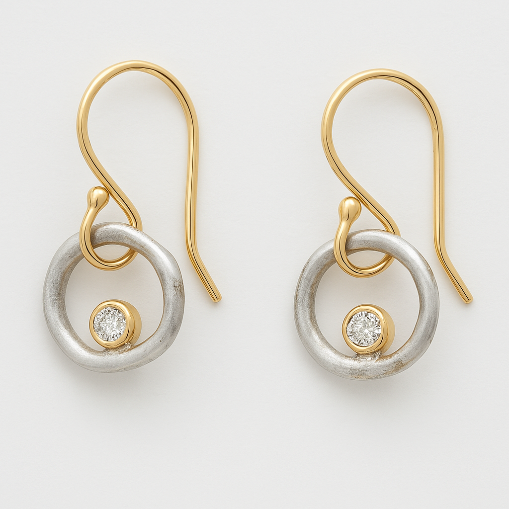Brincos vintage em prata e zircónio dourado