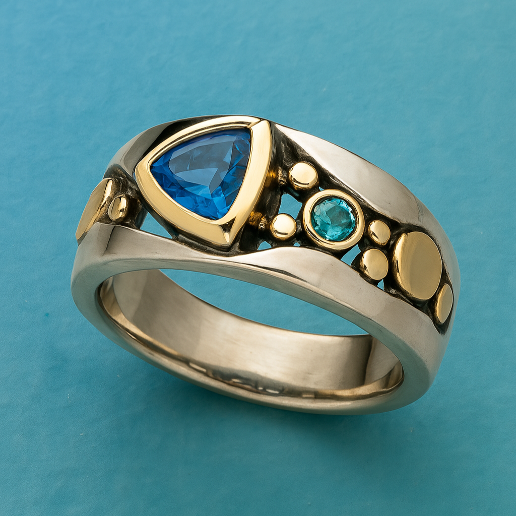 Anel Vintage em Cristal Azul