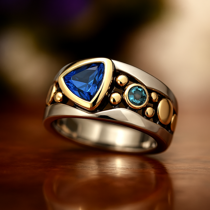 Anel Vintage em Cristal Azul