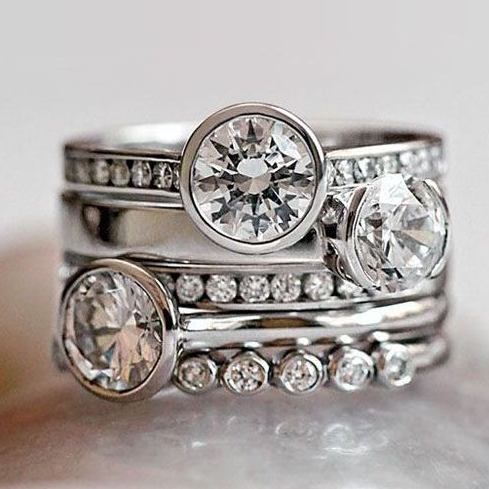 Anel Superposto em Prata e Cristal Vintage