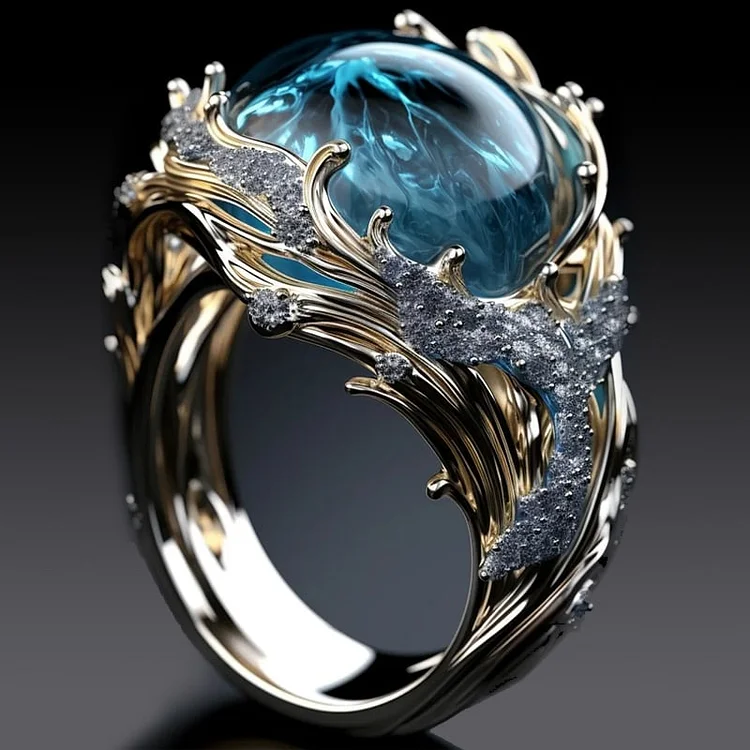 Anel em Cristal Oceano Vintage