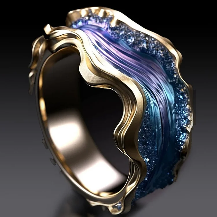 Anel Vintage Dourado Oceano