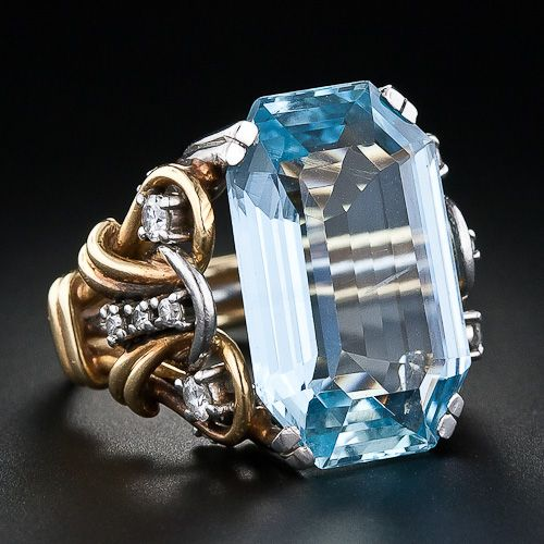 Anel Vintage Sobreposto em Ouro com Zircônia Azul